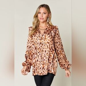 Women's Brown Patterned Blouse
